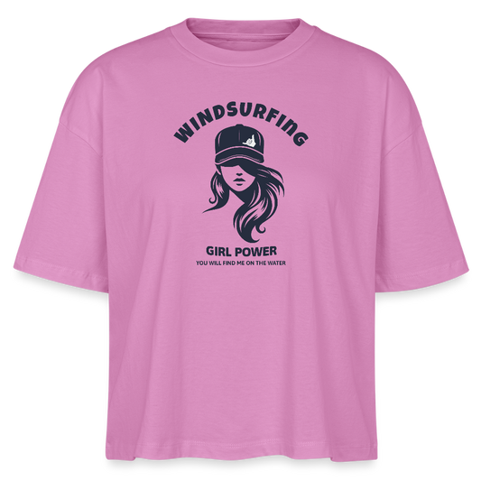 Frauen Boxy Bio-T-Shirt -windsurfing girl power- - Pink