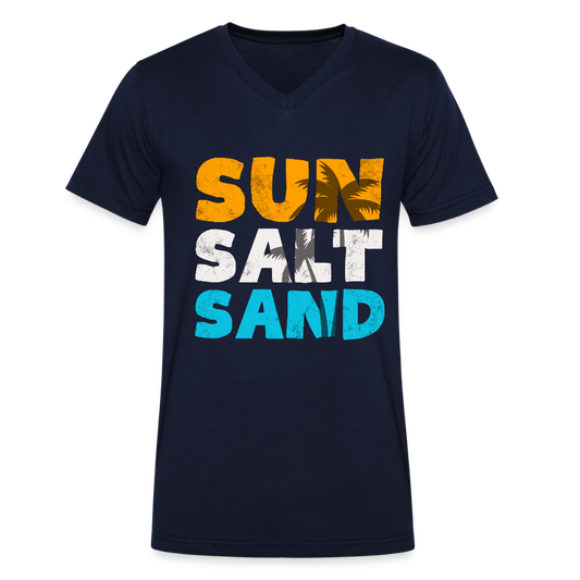 Männer Bio-T-Shirt mit V-Ausschnitt -sun salt sand- - Navy