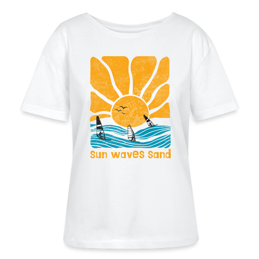 Relaxed Rundhals Frauen Bio-T-Shirt -sunny waves- - Weiß