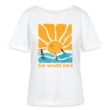 Relaxed Rundhals Frauen Bio-T-Shirt -sunny waves- - Weiß