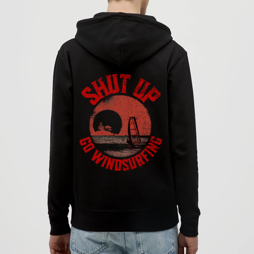 Unisex Bio-Kapuzenjacke -shut up- - Schwarz