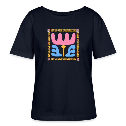 Relaxed Rundhals Frauen Bio-T-Shirt -wavy- - Navy