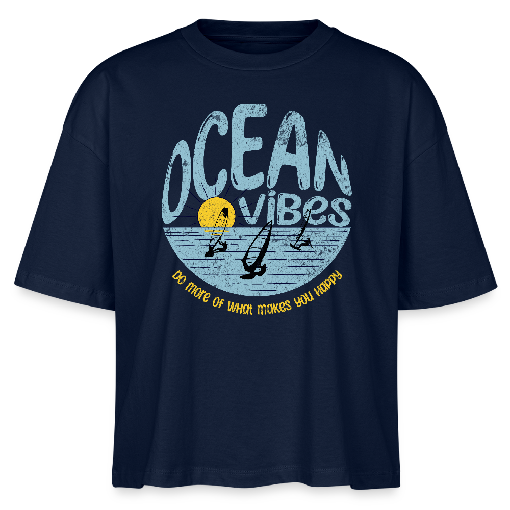 Frauen Boxy Bio-T-Shirt -do more- - Navy