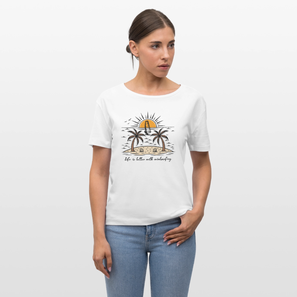 Relaxed Rundhals Frauen Bio-T-Shirt -better life- - Weiß