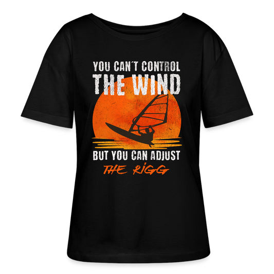 Relaxed Rundhals Frauen Bio-T-Shirt -you can´t control the wind- - Schwarz