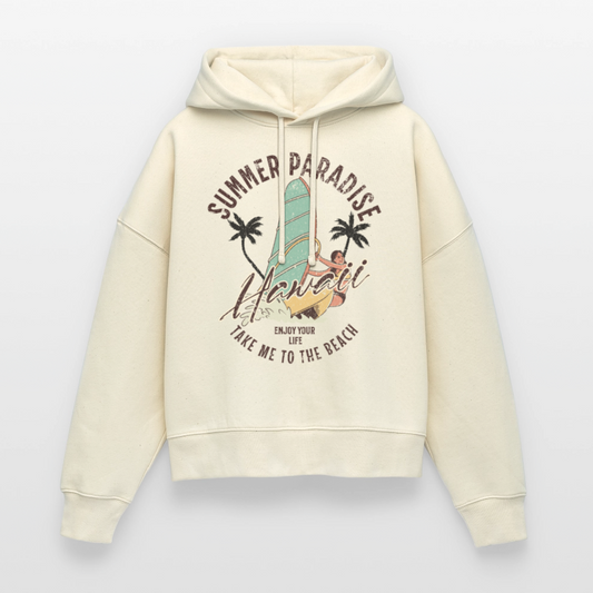 Boxy Frauen Bio Hoodie -enjoy life- - Weißgrau