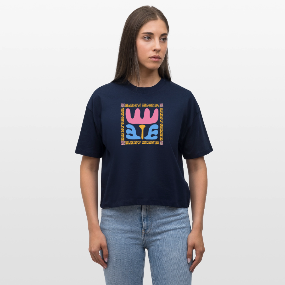 Frauen Boxy Bio-T-Shirt -wavy- - Navy