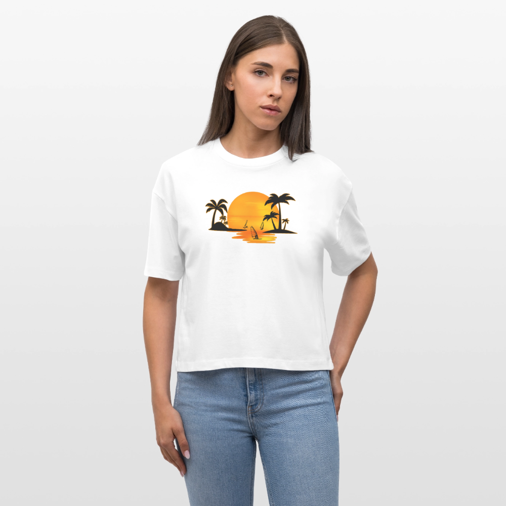 Frauen Boxy Bio-T-Shirt Nova -sunset- - Weiß