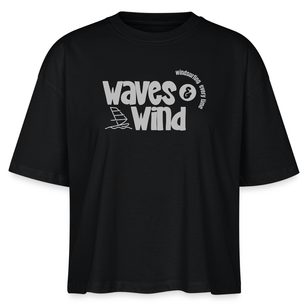 Frauen Boxy Bio-T-Shirt -waves & wind- - Schwarz