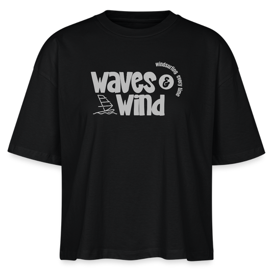 Frauen Boxy Bio-T-Shirt -waves & wind- - Schwarz