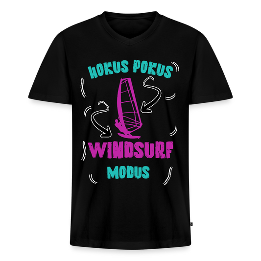 Männer Bio-T-Shirt mit V-Ausschnitt -HOKUS POKUS- - Schwarz
