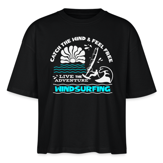 Frauen Boxy Bio-T-Shirt -adventure- - Schwarz