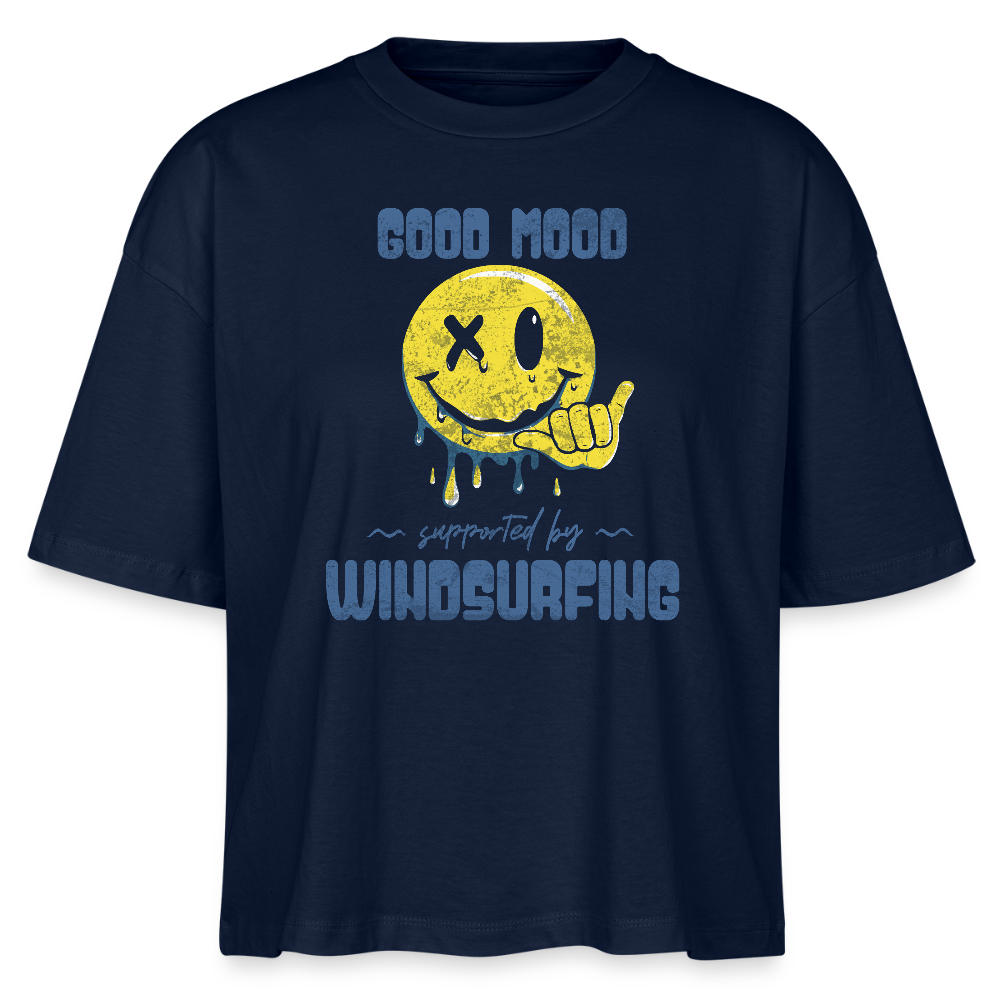 Frauen Boxy Bio-T-Shirt -smiley- - Navy