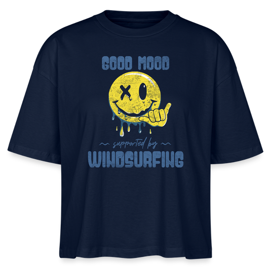 Frauen Boxy Bio-T-Shirt -smiley- - Navy