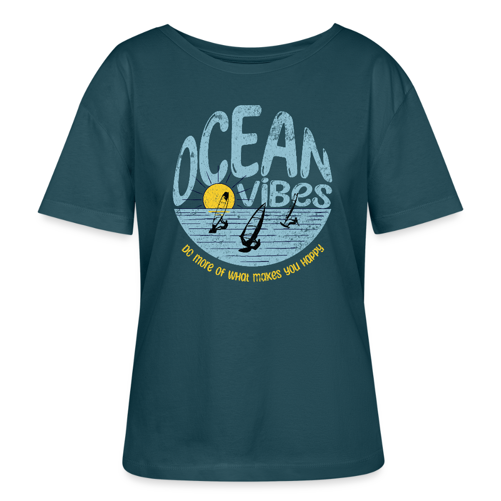 Relaxed Rundhals Frauen Bio-T-Shirt -do more- - Dunkles Petrol