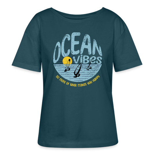 Relaxed Rundhals Frauen Bio-T-Shirt -do more- - Dunkles Petrol