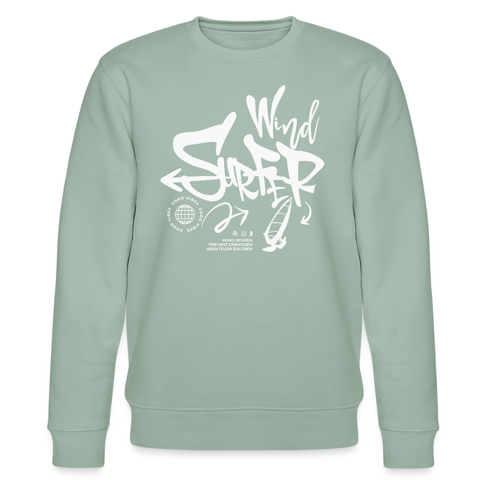 Männer Bio-Sweatshirt -good vibes- - Helles Graugrün