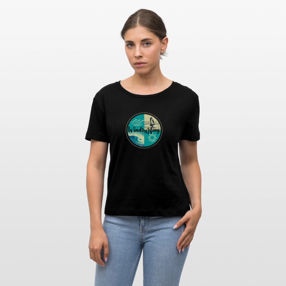 Relaxed Rundhals Frauen Bio-T-Shirt -ocean- - Schwarz