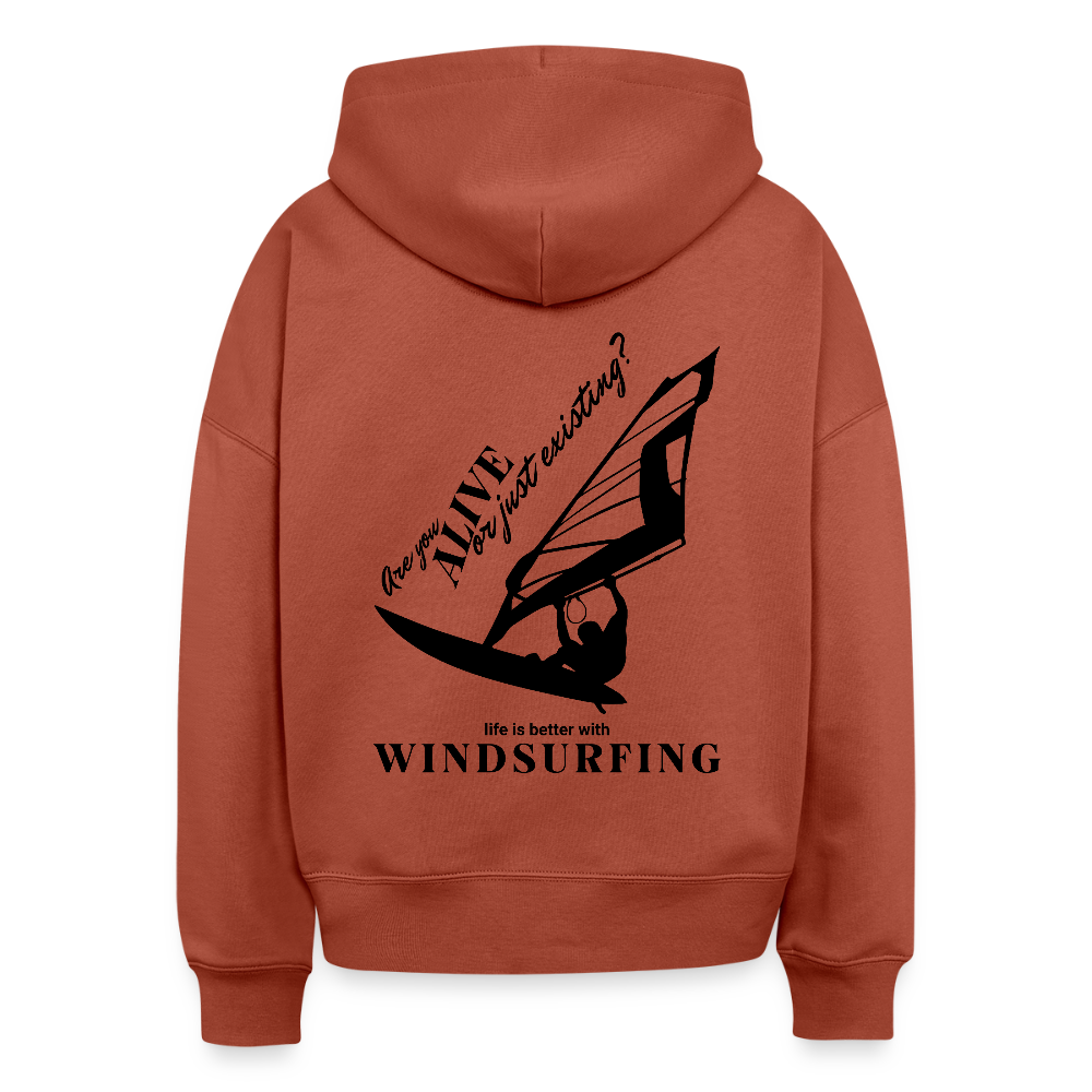 Windsurf Frauen Bio Hoodie -are you alive- - Terrakotta