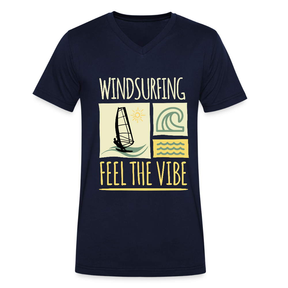 Männer Bio-T-Shirt mit V-Ausschnitt -feel the vibe- - Navy