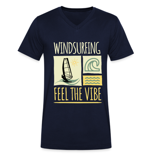 Männer Bio-T-Shirt mit V-Ausschnitt -feel the vibe- - Navy