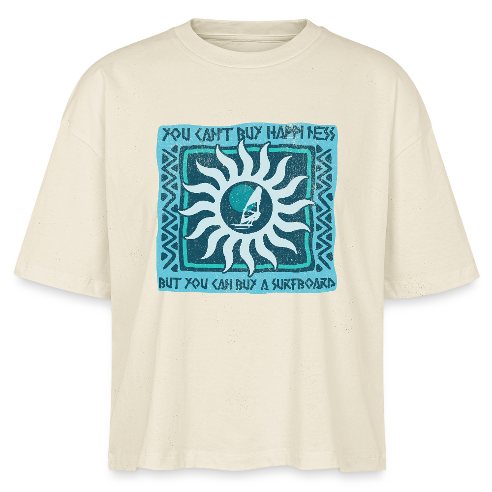 Frauen Boxy Bio-T-Shirt -buy happiness- - Weißgrau