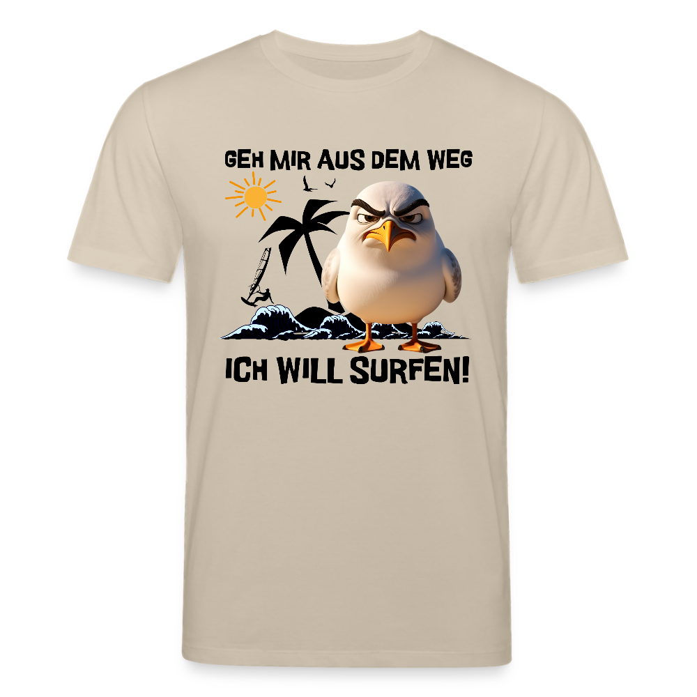 Männer Bio-T-Shirt -ich will surfen- - Beige