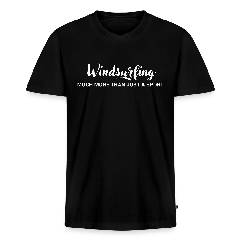 Männer Bio-T-Shirt mit V-Ausschnitt -much more- - Schwarz