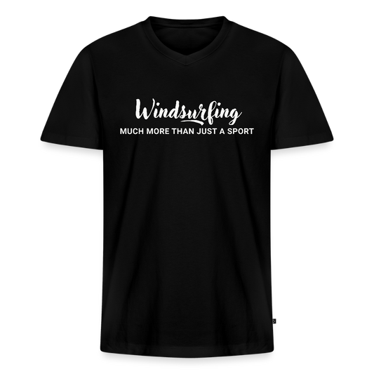 Männer Bio-T-Shirt mit V-Ausschnitt -much more- - Schwarz