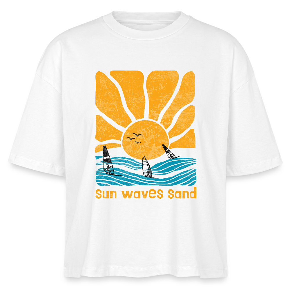 Frauen Boxy Bio-T-Shirt Nova -sunny waves- - Weiß