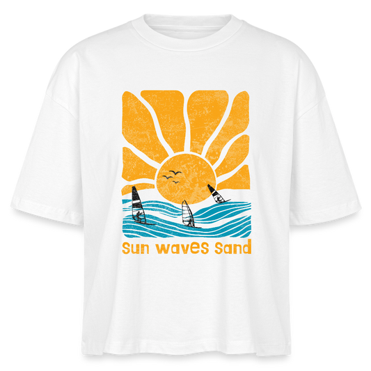 Frauen Boxy Bio-T-Shirt Nova -sunny waves- - Weiß