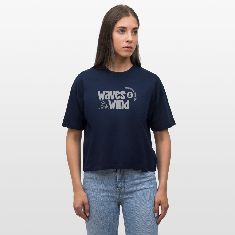 Frauen Boxy Bio-T-Shirt -waves & wind- - Navy