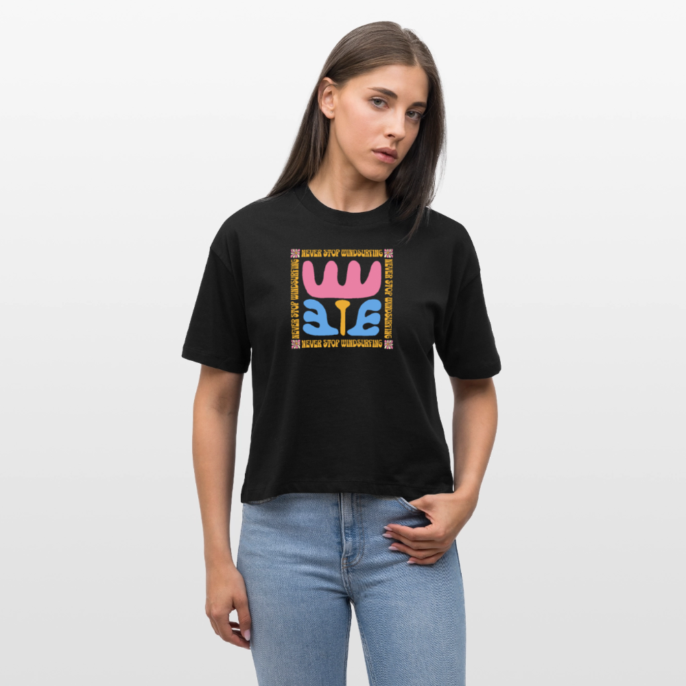 Frauen Boxy Bio-T-Shirt -wavy- - Schwarz