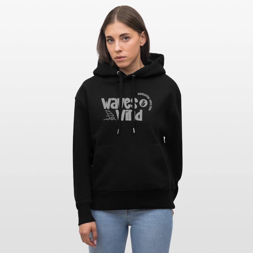 Unisex Relaxed Fit Bio-Hoodie -waves & wind- - Schwarz