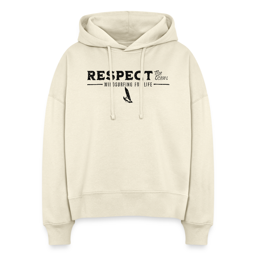 Boxy Frauen Bio Hoodie -respect- - Weißgrau