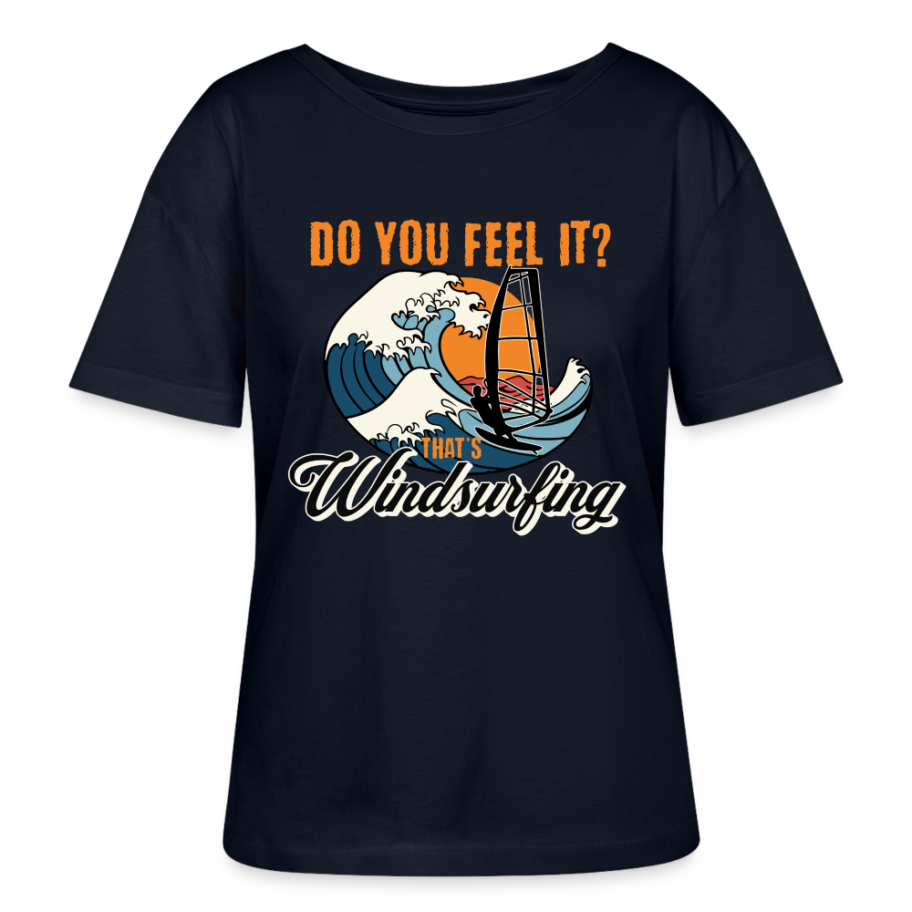 Relaxed Rundhals Frauen Bio-T-Shirt -do you feel it- - Navy