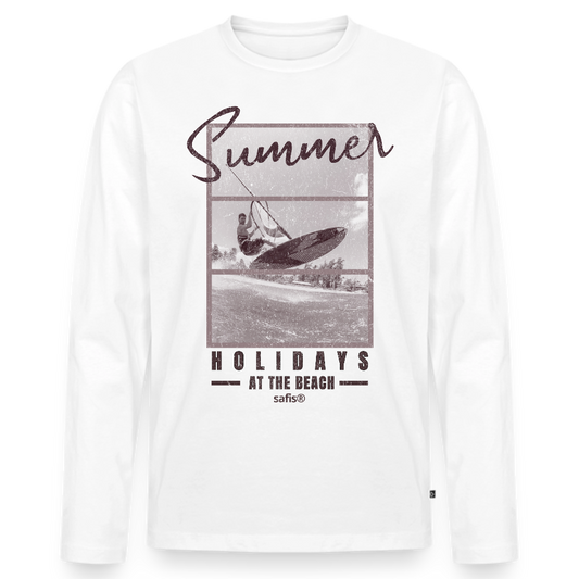 safis Männer Shirt Windsurfen -holidays- Männer Premium Bio Langarmshirt - Weiß