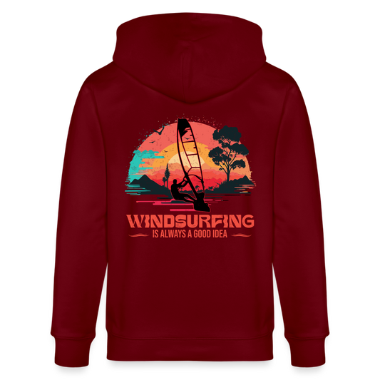 Unisex Bio-Kapuzenjacke -good idea- - Burgunderrot