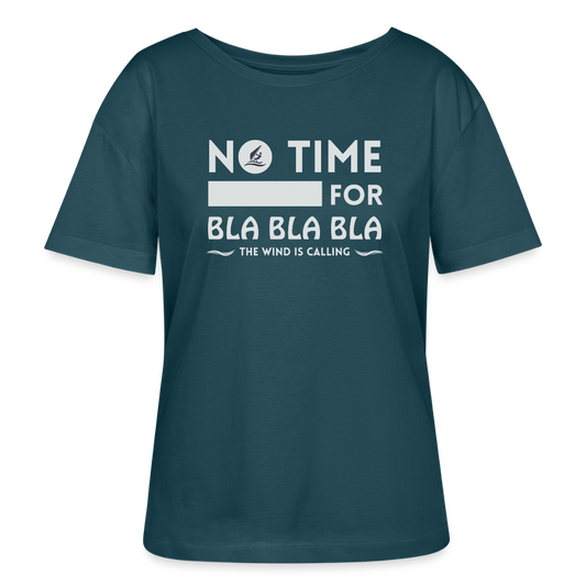 Relaxed Rundhals Frauen Bio-T-Shirt -bla bla bla- - Dunkles Petrol