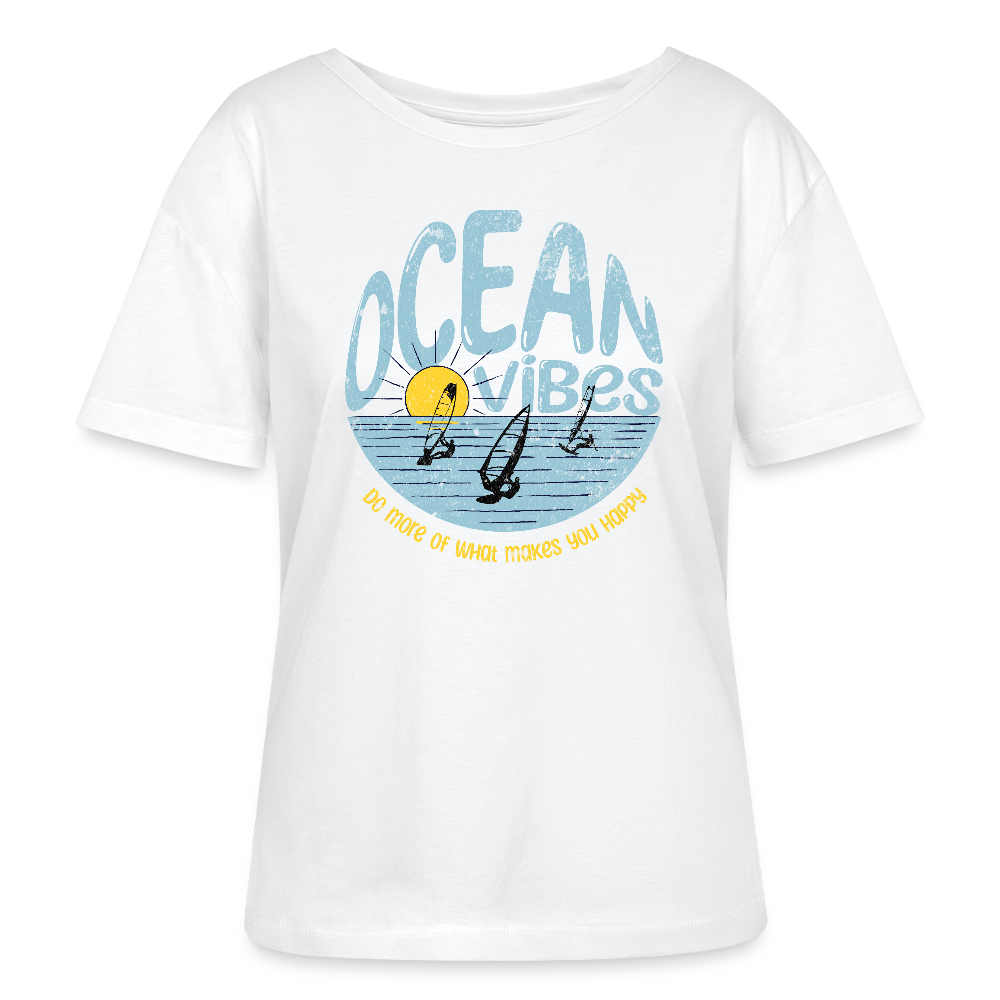 Relaxed Rundhals Frauen Bio-T-Shirt -do more- - Weiß
