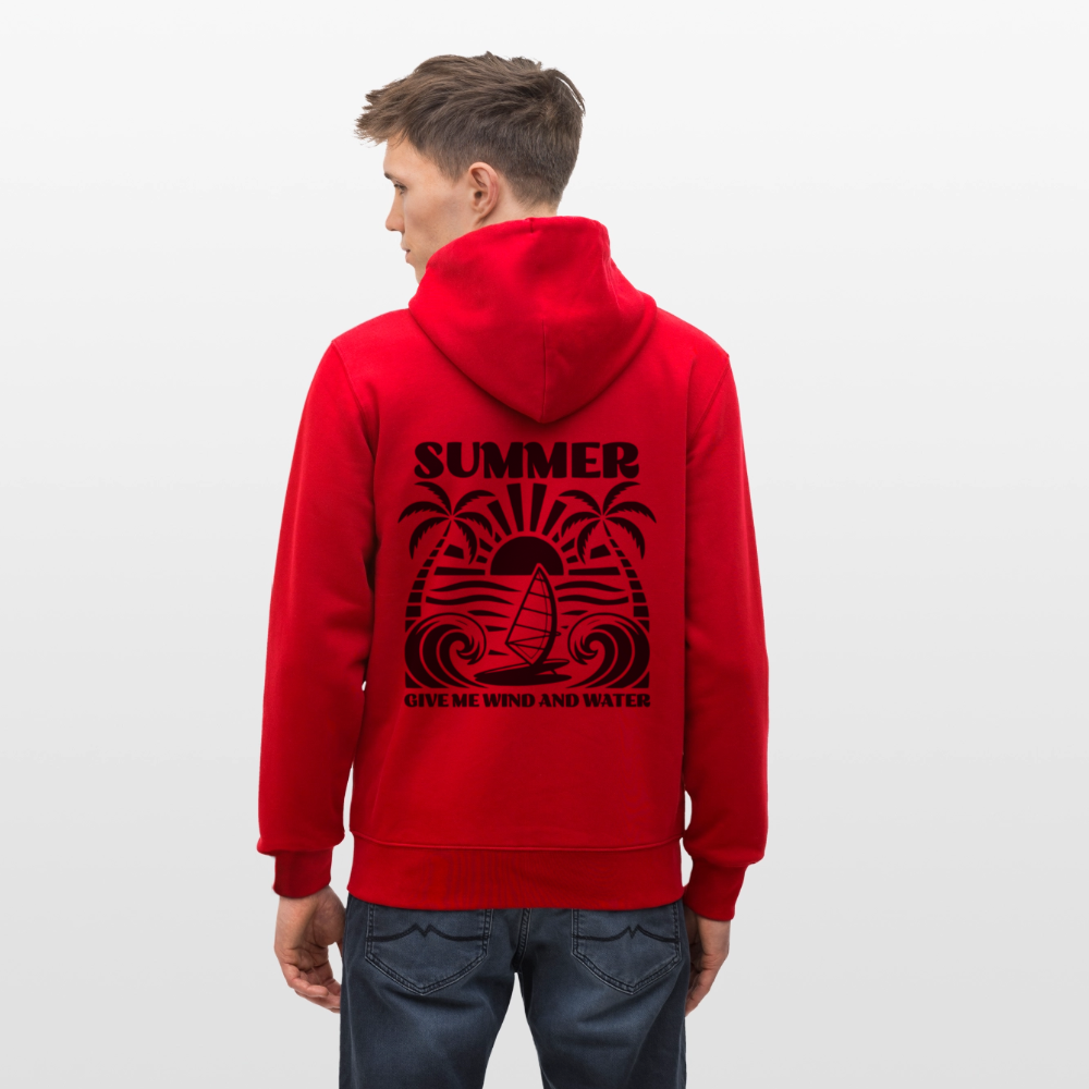 Unisex Bio-Kapuzenjacke -give me wind and water- - Rot