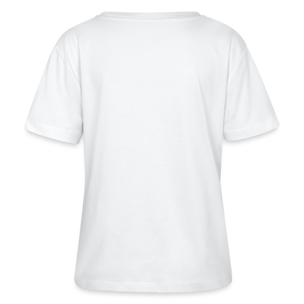 Relaxed Rundhals Frauen Bio-T-Shirt -happy people- - Weiß