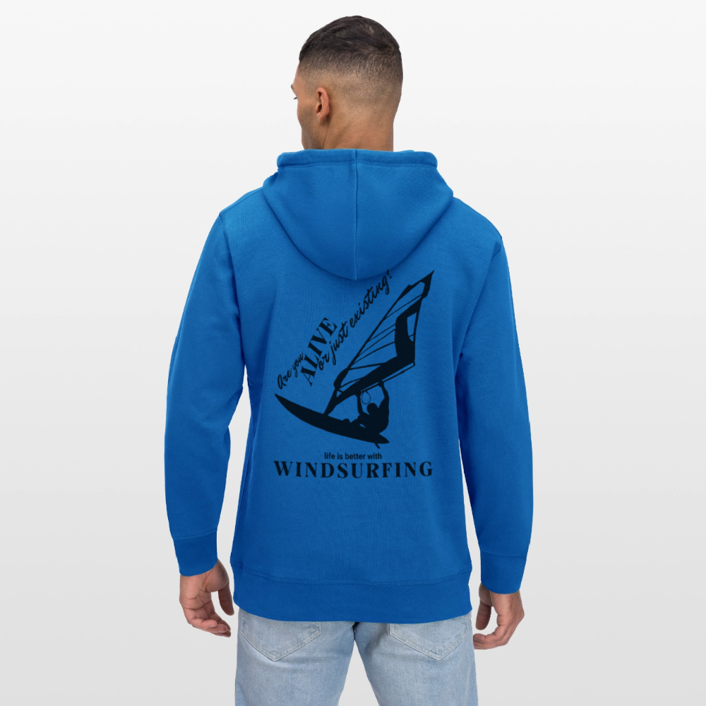 Windsurf Bio-Hoodie DRUMMER -are you alive- - Königsblau