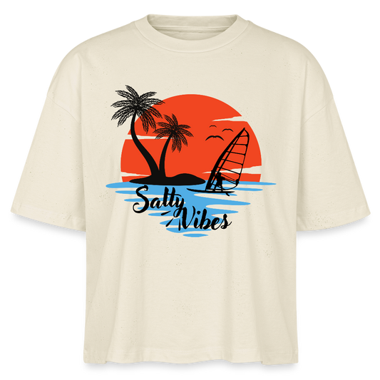 Frauen Boxy Bio-T-Shirt -salty vibes- - Weißgrau