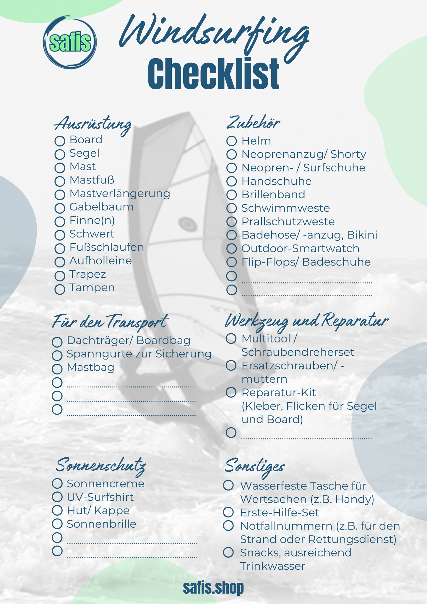 Windsurfing Checklist