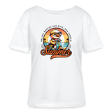 Relaxed Rundhals Frauen Bio-T-Shirt -summer time- - Weiß
