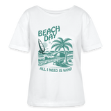 Relaxed Rundhals Frauen Bio-T-Shirt -beach day- - Weiß