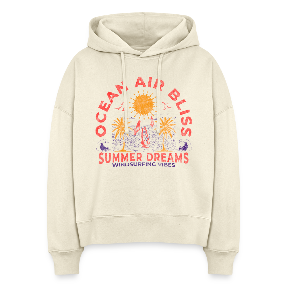 Boxy Frauen Bio Hoodie -ocean air bliss- - Weißgrau