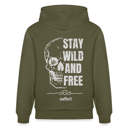 safis® Windsurfkleidung -wild and free- Unisex Bio-Hoodie CRUISER - Khaki Grün
