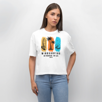 Frauen Boxy Bio-T-Shirt Nova -my passion my life- - Weiß